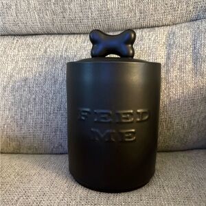 Black Dog Treat Jar “FEED ME” with Bone Lid